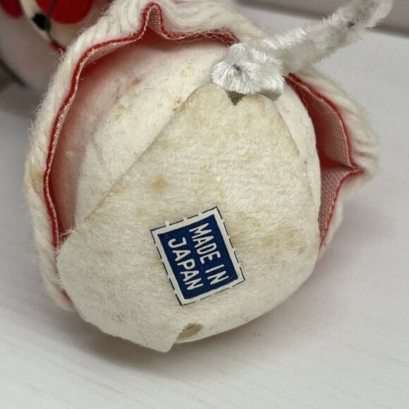 Vintage Christmas White Red Flocked Felt Mouse Mice Tree Ornaments Made in Japan - Picture 7 of 16